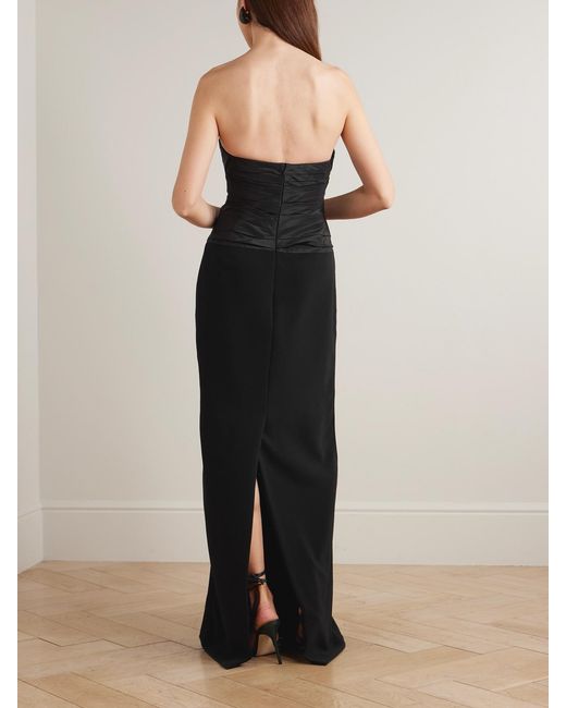 Carolina Herrera Black Strapless Draped Satin And Crepe Gown