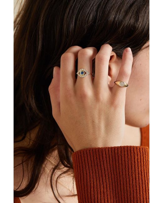 Sydney Evan Metallic Large Evil Eye 14-Karat, Sapphire And Diamond Ring