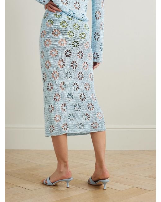 Calle Del Mar Blue Crocheted Midi Skirt