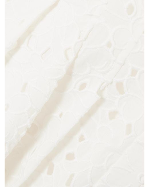 Jonathan Simkhai White Cleo Mini-Hemdblusenkleid Aus Baumwolle Mit Lochstickerei Und Falten