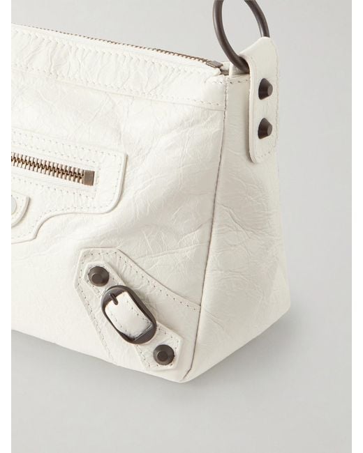 Balenciaga Natural Le City Moto Mini Crinkled-Leather Shoulder Bag
