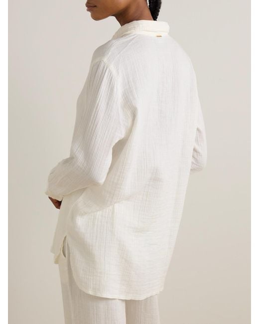 Melissa Odabash White Leona Crinkled-Cotton Shirt