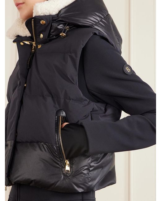 Bogner Blue Ulla 2In1 Hooded Plush-Trimmed Padded Quilted Ski Suit