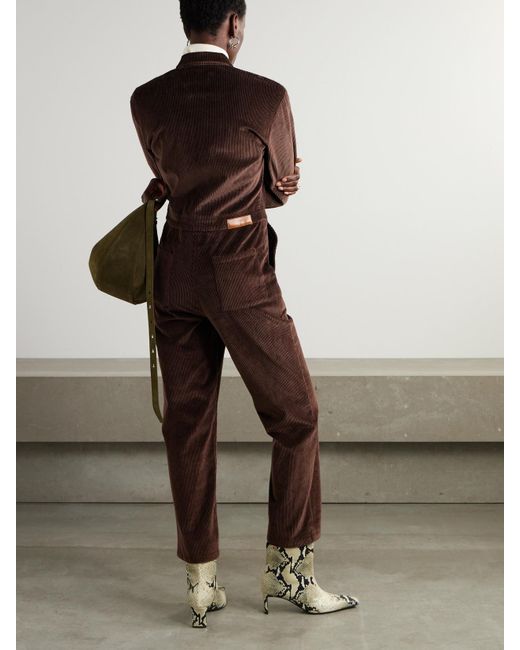 Rivet Utility Brown Charmer Stretch-Cotton Corduroy Jumpsuit