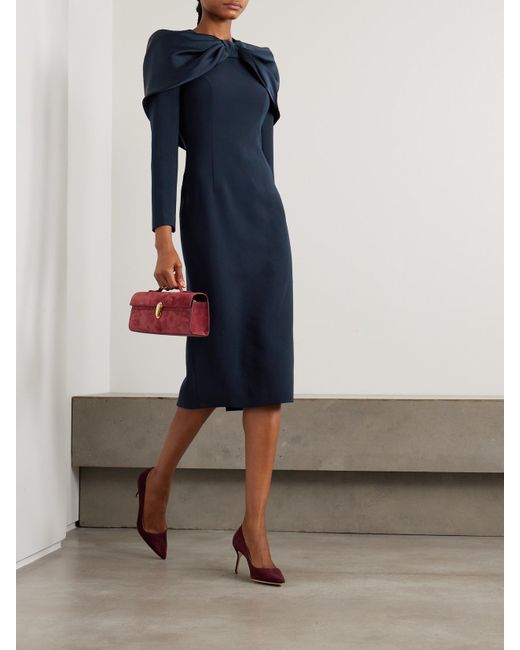 Robe Midi Effet Cape En Crêpe Stretch Et En Satin Penny Jenny Packham en coloris Blue