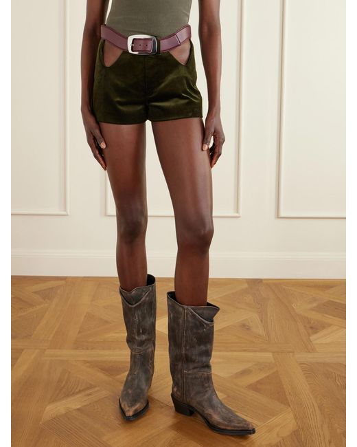 Jean Paul Gaultier Black Cut-Out Cotton-Corduroy Shorts