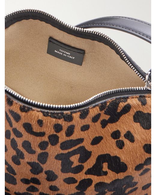Totême  Natural Lucky Wristlet Leather-Trimmed Leopard-Print Calf Hair Shoulder Bag
