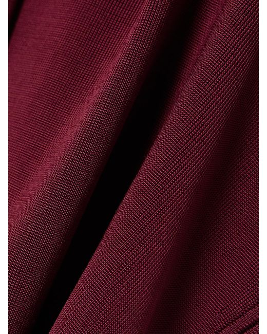 Galvan Red Pierced Embellished Asymmetric Knitted Top