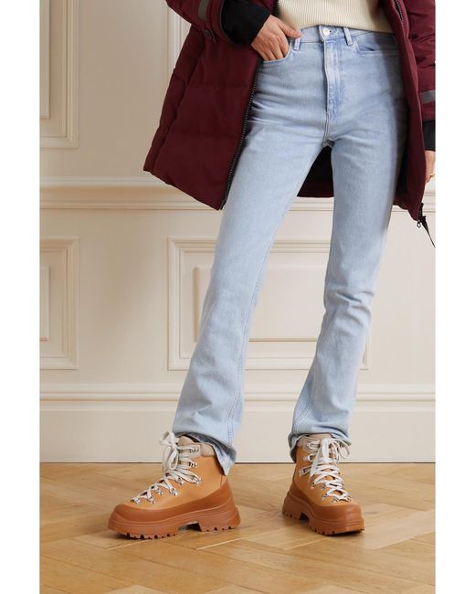 Canada Goose Brown Journey Suede-trimmed Textured-leather Ankle Boots
