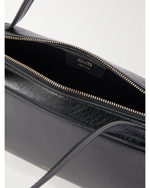 Khaite Black Simona Glossed-Leather Shoulder Bag