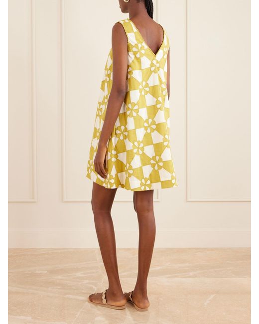 Alix Of Bohemia Yellow Soleil Patchwork Cotton And Silk-Blend Mini Dress