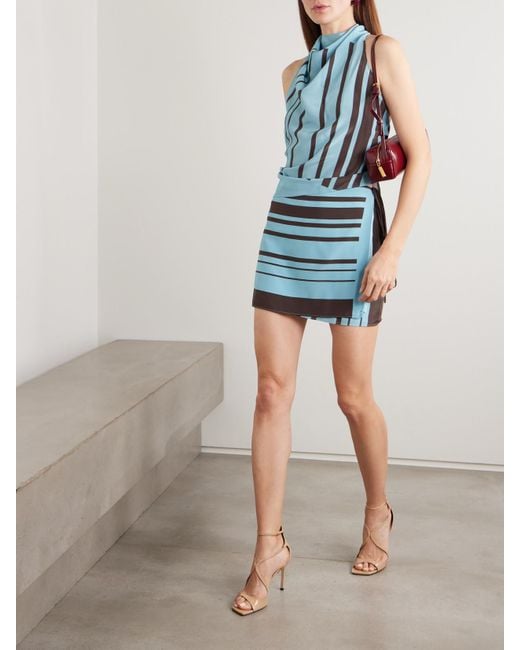 Sir Blue Rioja Embellished Striped Silk-Crepe Halterneck Top