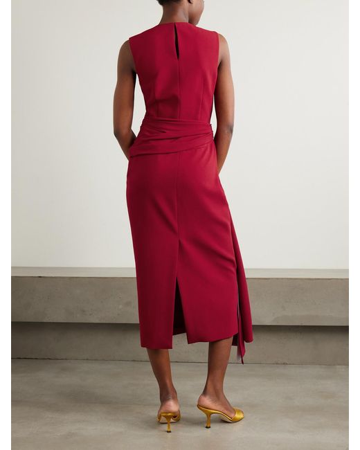 Roksanda Red Elham Draped Crepe Midi Dress