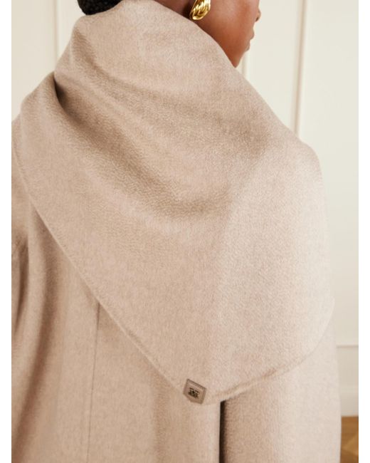 Max Mara Natural Belted Scarf-Detailed Cashmere Coat