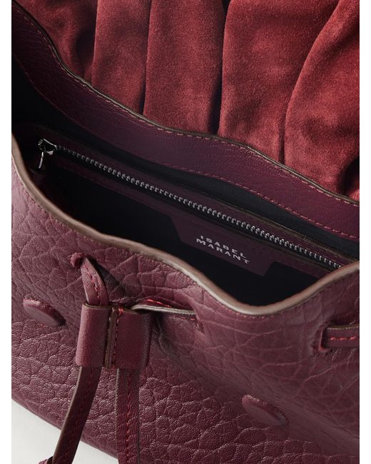 Isabel Marant Purple Bolton Embellished Tasseled Textured-Leather Shoulder Bag
