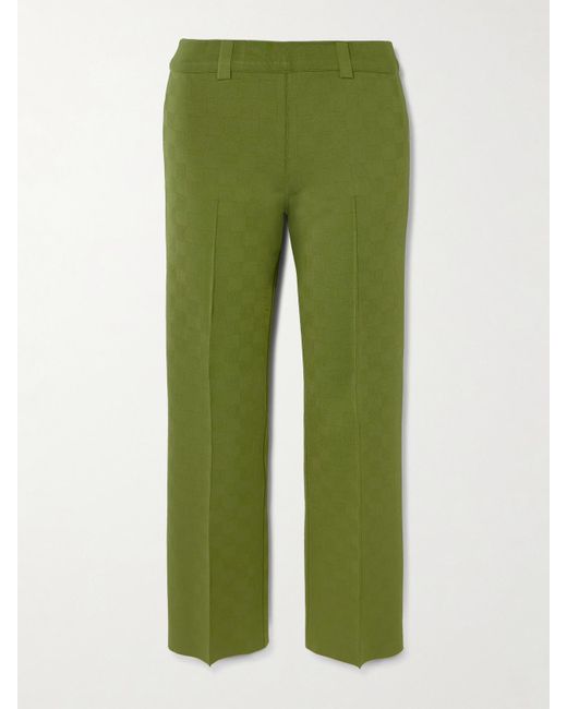 High Sport Green Nsfw Jules Checked Jacquard-Knit Slim-Leg Pants