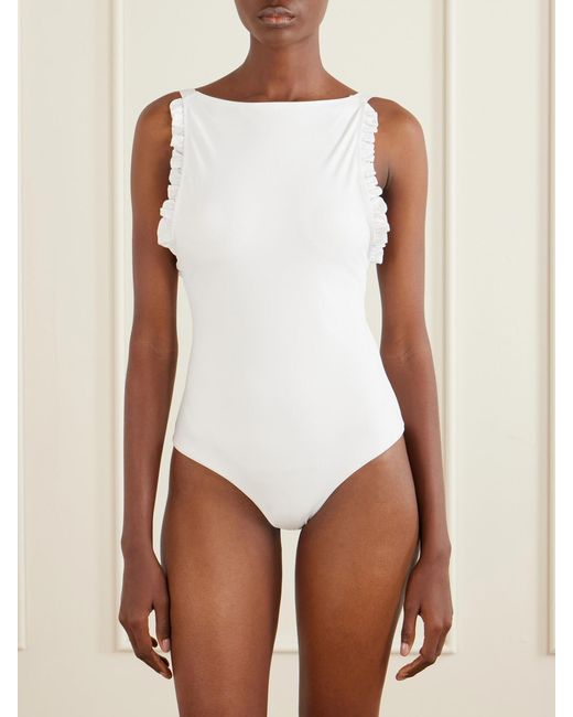 Kiki de Montparnasse White Louise Ruchedswimsuit