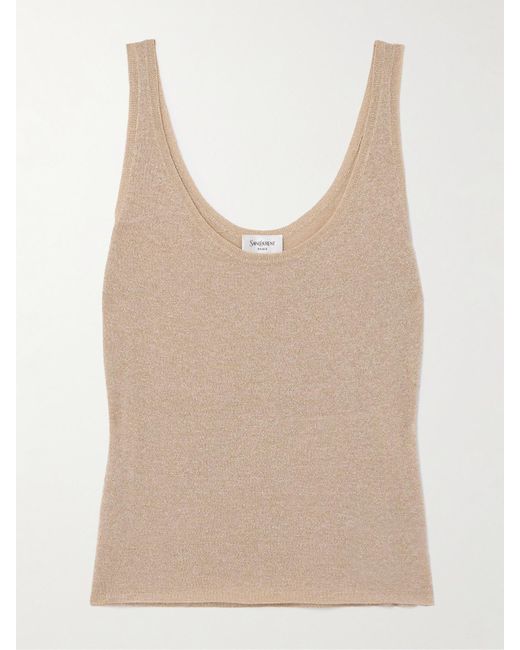 Saint Laurent Natural Metallic Knitted Tank