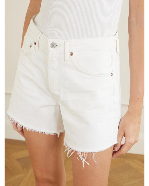 Agolde White Panna Cotta Parker Long Short In