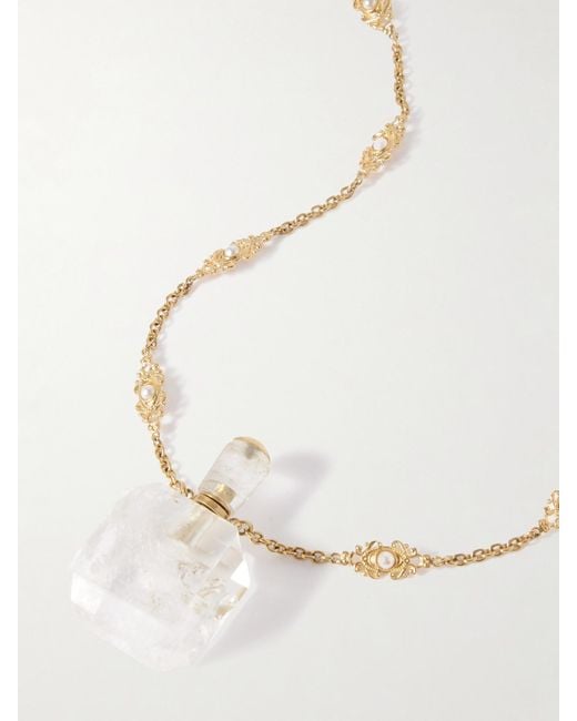 Chloé Natural Tone, Crystal, Resin And Faux Pearl Necklace