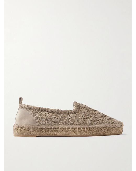 Espadrilles En Lin Mélangé Et En Daim À Sequins Brunello Cucinelli en coloris Natural