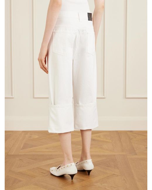 Khaite White Boyle Cropped Low-Rise Straight-Leg Jeans