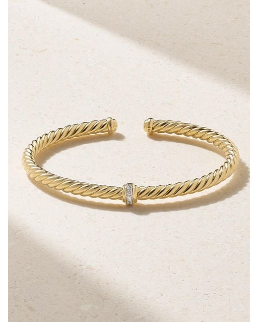 David Yurman Natural Cablespira Flex Station 18-Karat Diamond Cuff