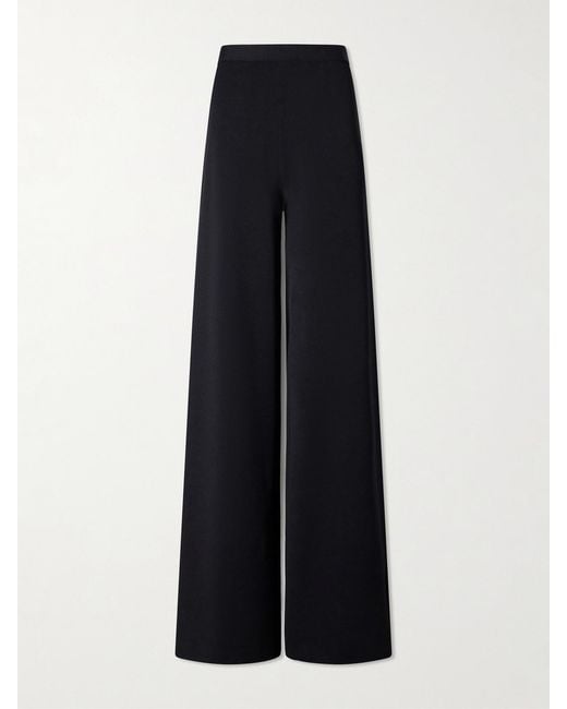 Ralph Lauren Blue Stretch-Jersey Mid-Rise Wide-Leg Pants