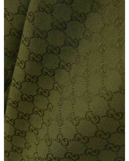 Gucci Green Cropped Cotton-Blend Canvas-Jacquard Flared Pants