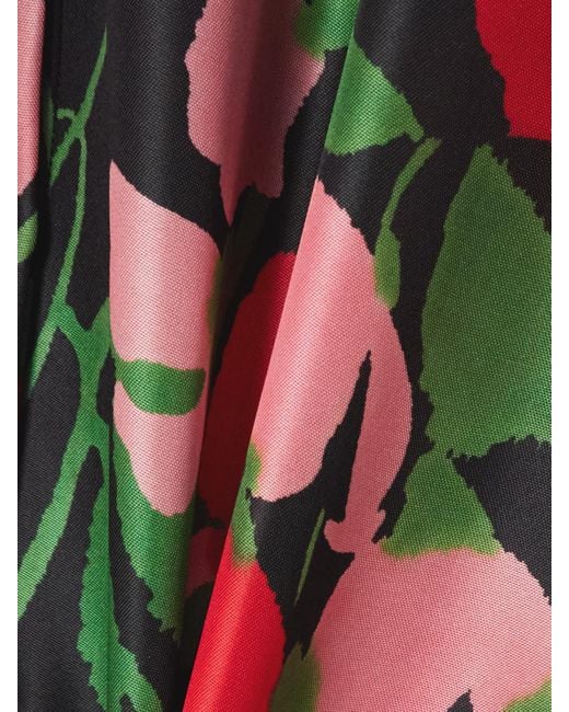 Carolina Herrera Red Belted Floral-Print Silk-Gazar Gown