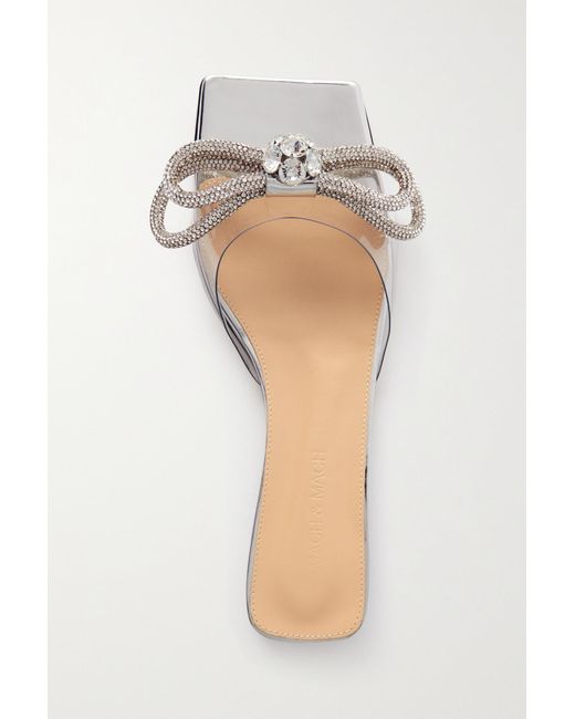 Mach & Mach Double Bow Crystal-embellished Pvc Slides | Lyst UK