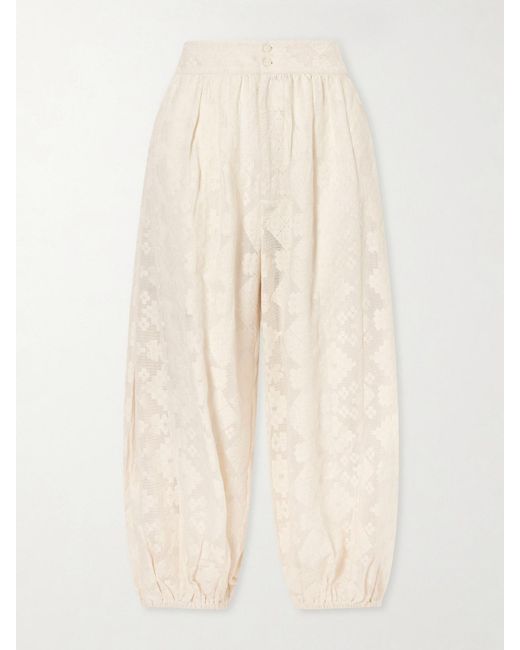 Alix Of Bohemia Natural Margot Tetris Cotton-Lace Tapered Pants