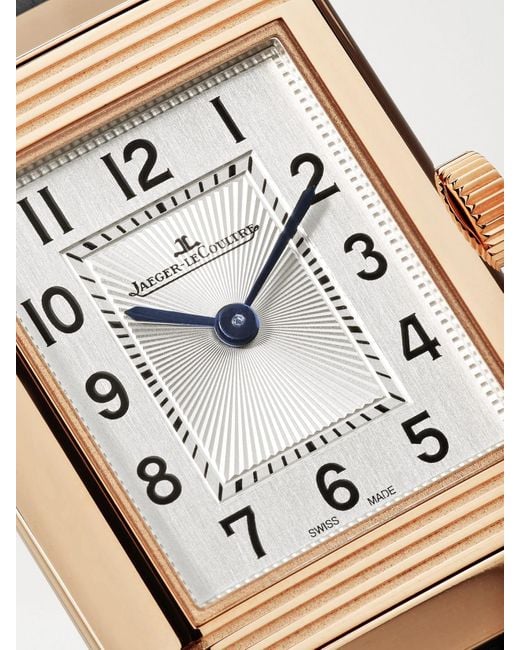 Jaeger-lecoultre White Reverso Classic Duetto Hand-Wound 34.2Mm X 21Mm Small Rose, Alligator And Diamond Watch