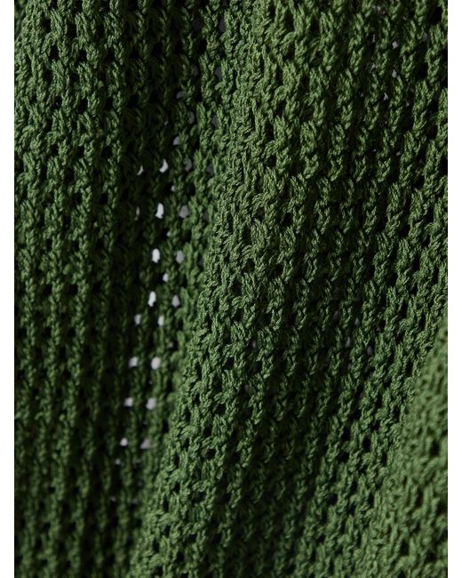Bode Green Willows Crocheted Cotton Polo Shirt