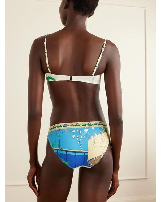 Tory Burch Green Printed Bikini Top