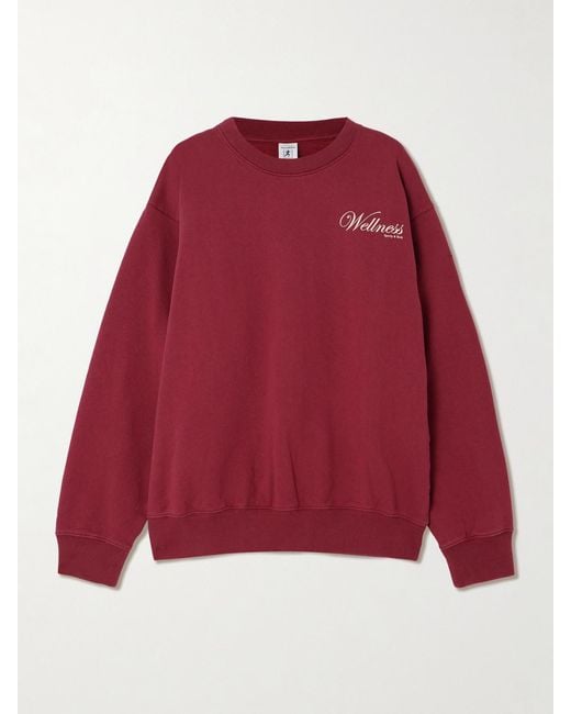 Sporty & Rich Red Soho Printed Cotton-Jersey Sweatshirt