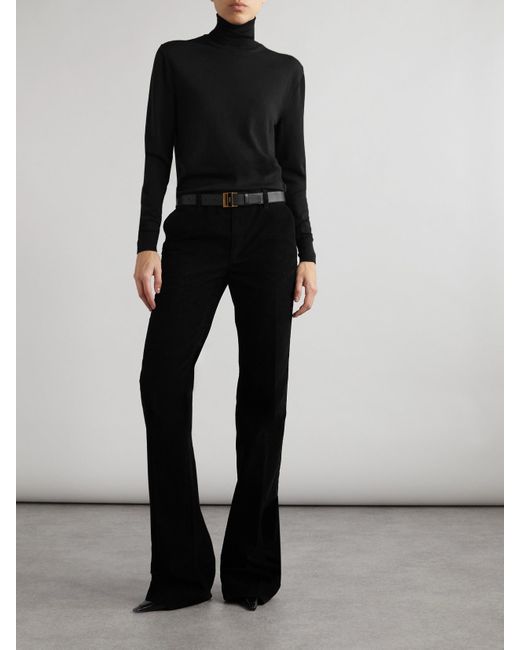 Saint Laurent Black Bootcut-Hose Aus Baumwollcord