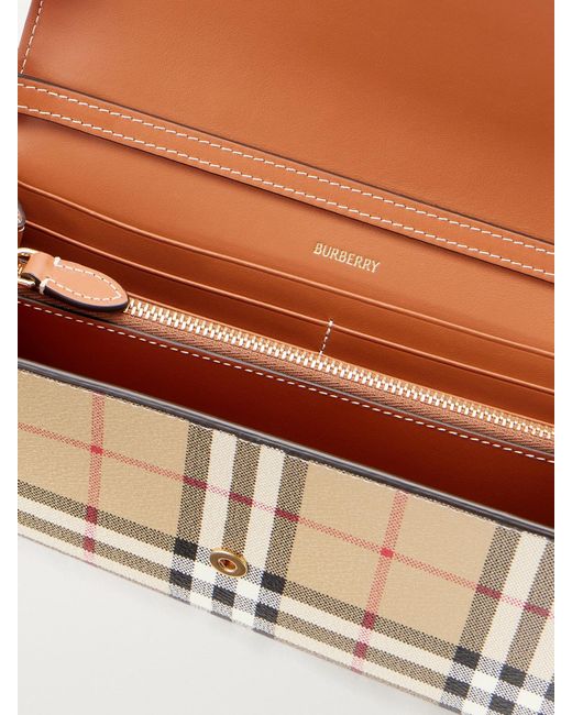 Burberry Natural Checked Leather-Trimmed Coated Canvas Clutch