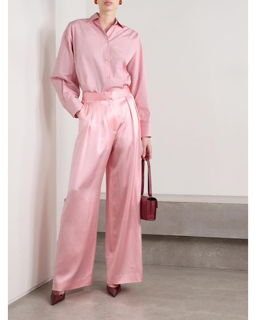 Pantalon Large En Charmeuse De Soie À Plis Adam Lippes en coloris Pink