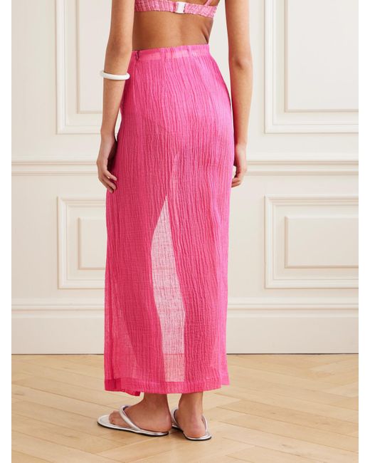 Lisa Marie Fernandez Pink Pareo Aus Gaze Aus Einer Leinenmischung