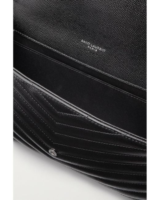 Saint Laurent Black Cassandre Matelassé Textured-Leather Pouch