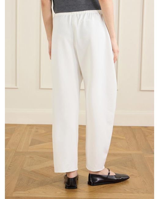 La Ligne White Colby Recycled-Crepe Barrel-Leg Pants