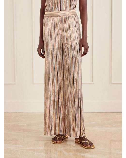 Missoni Natural Mare Embellished Metallic Crochet-Knit Wide-Leg Pants
