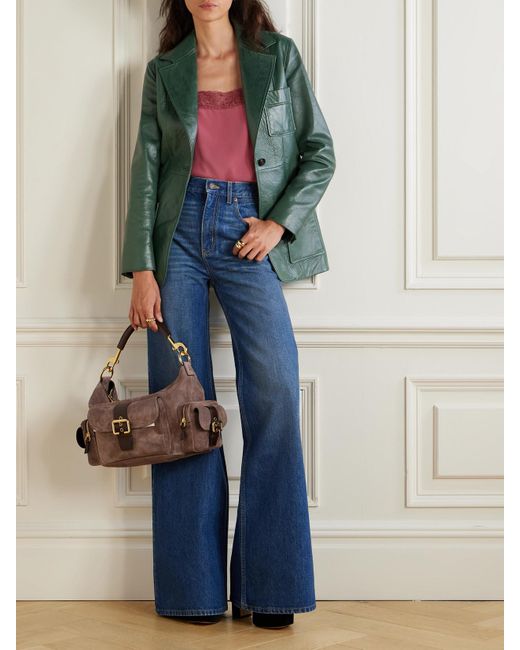 Chloé Green Paneled Leather Jacket