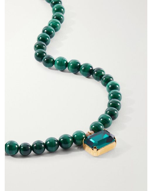 Jennifer Behr Green Sidonie-Tone Malachite And Crystal Necklace