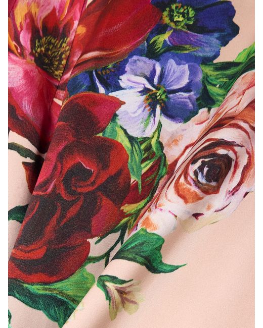 Dolce & Gabbana Pink Floral-Print Satin Midi Dress