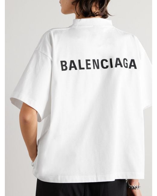 Balenciaga White Embroidered Cotton-Jersey T-Shirt