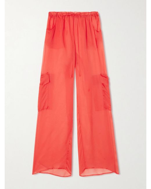Kiki de Montparnasse Red Organza Straight-Leg Pants