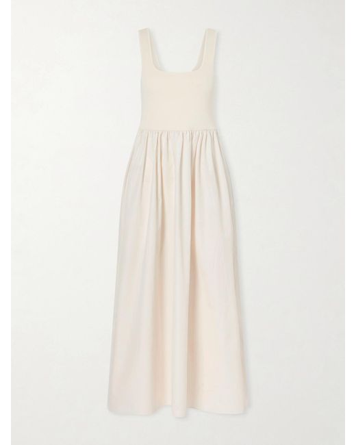 Matteau White Cotton-Poplin And Stretch-Knit Maxi Dress