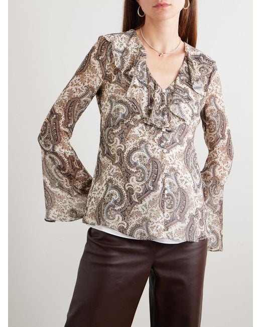 Chemisier En Georgette De Soie À Imprimé Cachemire Et À Volants Kyrie Veronica Beard en coloris Natural
